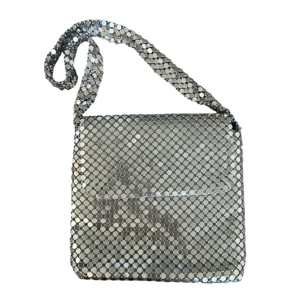 MESH Chain Silver Cocktail Disco Shoulder Bag - Picture 3 of 5